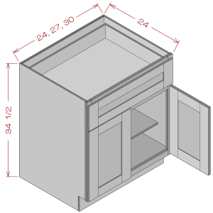 Double Door Single Drawer Base