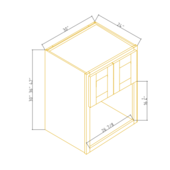 CHARCOAL BLACK SHAKER-WALL MICROWAVE OPEN SHELF 30''W*42''H*24''D 2DOORS (OPEN FRAME 26 7/8