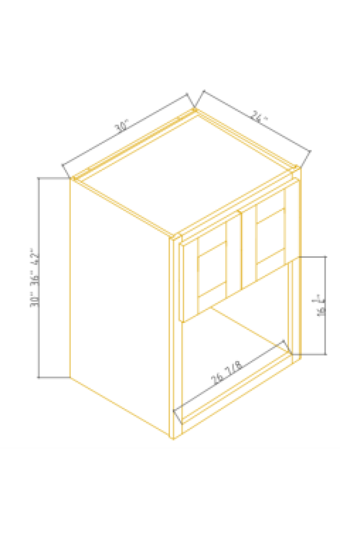 CHARCOAL BLACK SHAKER-WALL MICROWAVE OPEN SHELF 30''W*42''H*24''D 2DOORS (OPEN FRAME 26 7/8