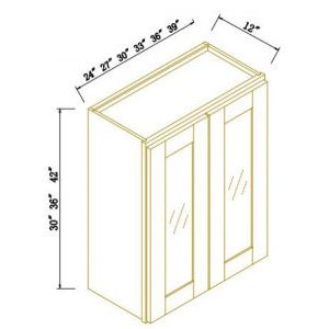42''H Double GlassDoors Wall Cabinets