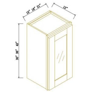 36''H Single GlassDoor Wall Cabinets