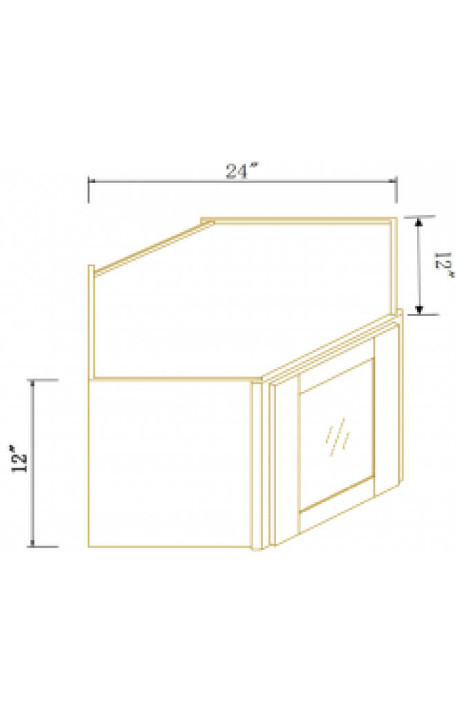 CHARCOAL BLACK SHAKER-WALL DIAGONAL CORNER CABINET 24''W*12''H*12''D 1GLASS DOOR (Glass Insert Size: 6 11/16