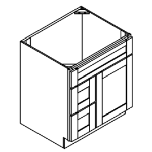 Vanity Combo Base Cabinet - Drawers Left