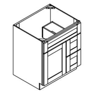 Vanity Combo Base Cabinet - Drawers Right