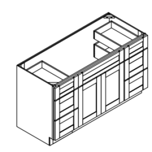 Vanity Combo Base Cabinet - Center Sink With 6 Drawers