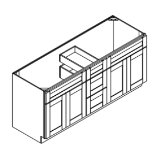 Vanity Combo Base Cabinet - Two Sink & Drawer