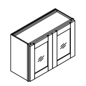 Two Glass Door Wall Cabinet- Finished Interior