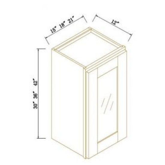 ESCADA DOVE-WALL CABINET 18''W*30''H*12''D 1GLASS DOOR 2SHELVES (Glass Insert Size: 24 11/16