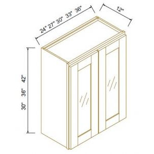 30''H Double GlassDoors Wall Cabinets