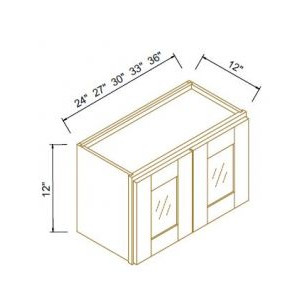 12''H Double GlassDoors Wall Cabinets