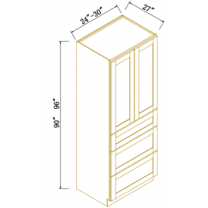 27''D Wall Pantry With Three Drawers