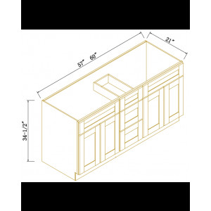 Vanity Double Sink Combo With Central Drawers