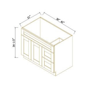 Vanity Sink Bases with 2 Drawers Right