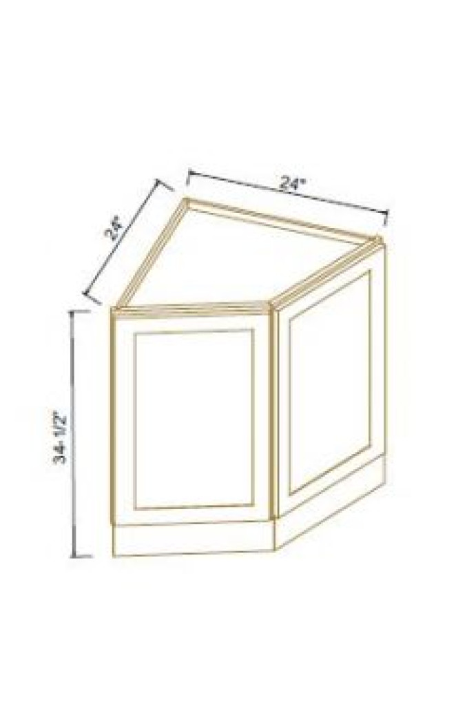 ESCADA WHITE-BASE END CORNER CABINET 24''W*34-1/2''H*24''D 2DOORS