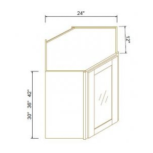 24''W GlassDoor Wall Diagonal Corner Cabinets