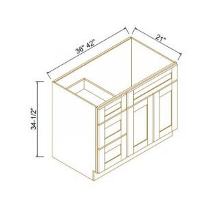 Vanity Sink Bases With Three Drawers Left