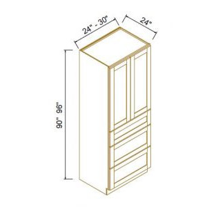 24''D Wall Pantry With Three Drawers