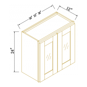 24''H Double GlassDoors Wall Cabinet