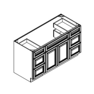 Vanity Combo Base Cabinet - Center Sink With 6 Drawers