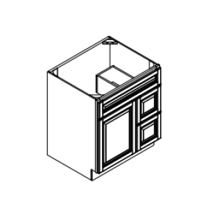 Vanity Combo Base Cabinet - Drawers Right