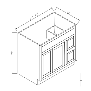 Vanity Sink Bases with 2 Drawers Right