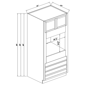 25''D Oven Cabinets With 3 Drawers