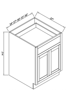 INSET ORIGAMI WHITE-BASE CABINET 36''W*25''D*34-1/2''H 2DOORS 1DRAWER 1SHELF