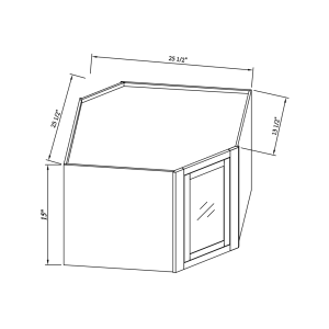 15''H GlassDoor Wall Diagonal Corner Cabinet