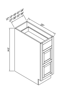 INSET ORIGAMI WHITE-BASE DRAWER PACK CABINET 21''W*25''D*34-1/2''H 3DRAWERS