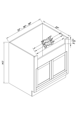 INSET ORIGAMI WHITE- FARM SINK BASE CABINET ( 2 Butt Door) 39
