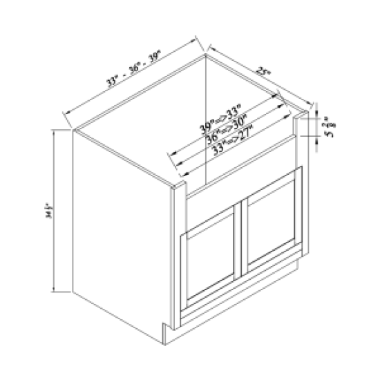INSET ORIGAMI WHITE- FARM SINK BASE CABINET ( 2 Butt Door) 39
