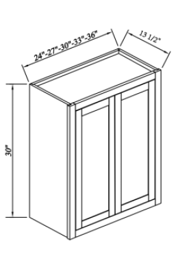 INSET TRUFFLE BROWN-WALL CABINET 27''W*30''H*13.5''D 2DOORS 2SHELVES