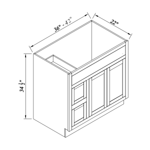 Vanity Sink Bases with 2 Drawers Left