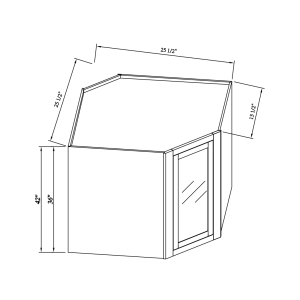 25''W GlassDoor Wall Diagonal Corner Cabinets