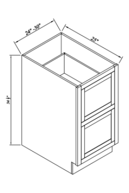 INSET TRUFFLE BROWN-BASE DRAWER PACK CABINET 24''W*25''D*34-1/2''H 2DRAWERS