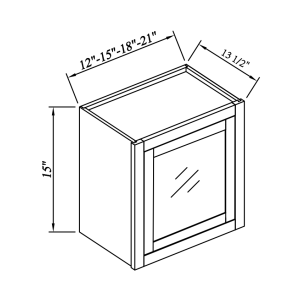 15''H Single GlassDoor Wall Cabinets