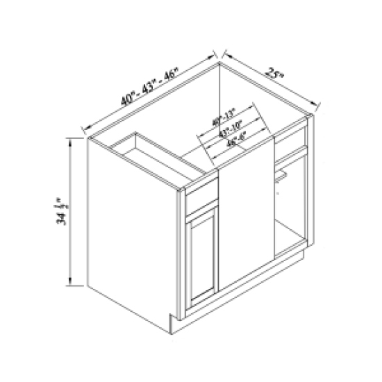 INSET TRUFFLE BROWN-BASE BLIND CORNER CABINET 43''W*25''D*34-1/2''H 1DOOR 1DRAWER 1SHELF(REQUEST 46
