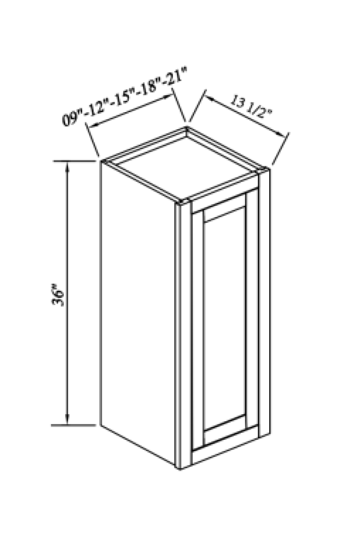 INSET ORIGAMI WHITE-WALL CABINET 9''W*36''H*13.5''D 1DOOR 2SHELVES