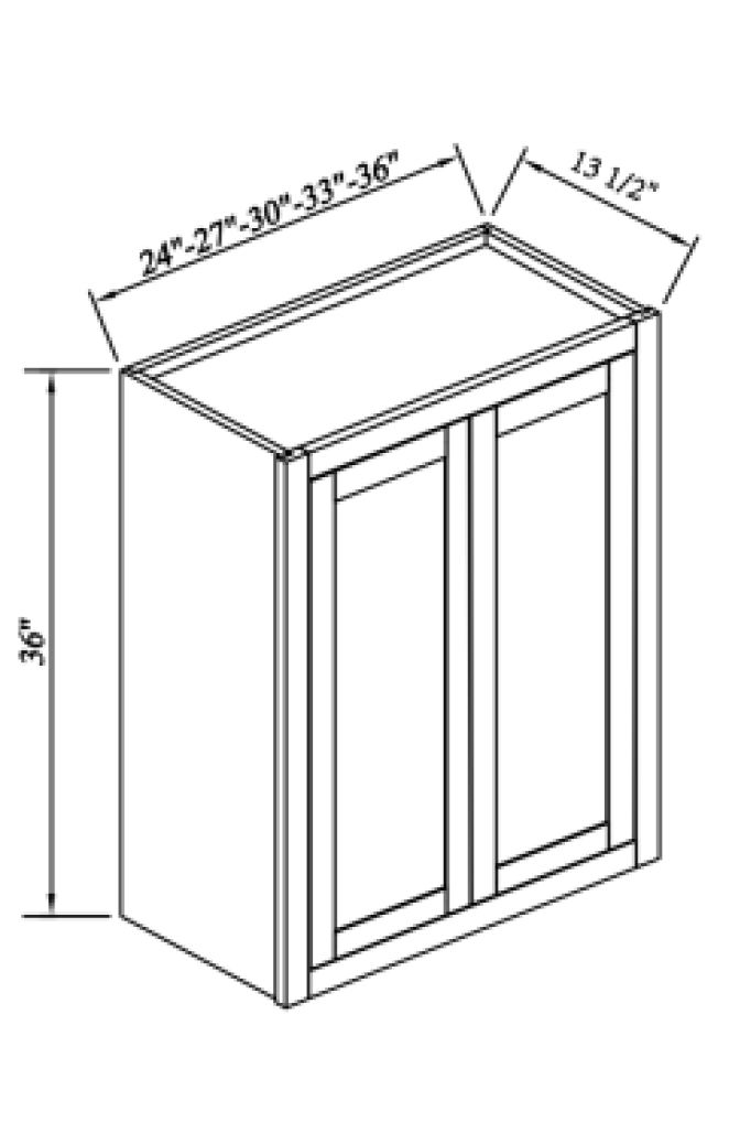 INSET ORIGAMI WHITE-WALL CABINET 30''W*36''H*13.5''D 2DOORS 2SHELVES