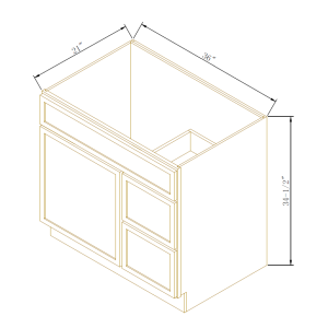 Vanity Sink Bases with 2 Drawers Right