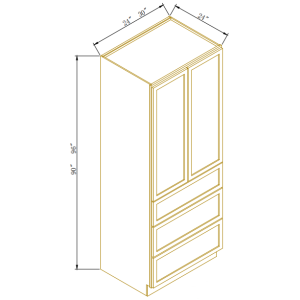 24''D Wall Pantry With Three Drawers