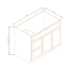 42''W Vanity Sink Bases With 2 Drawers Left