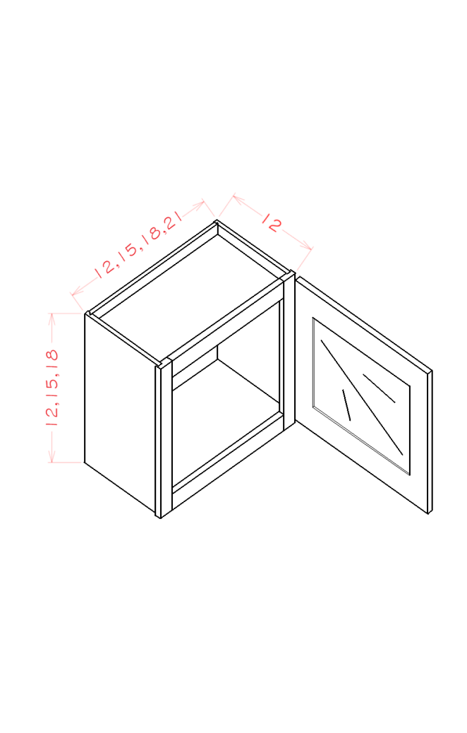 Oxford Mist Stacker Wall Glass Door Cabinet with Finished Interior - 15