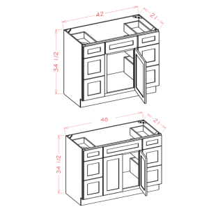 Double Drawer Stack Vanity Combo Bases