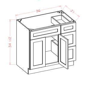 Vanity Combo Bases with Drawers Right