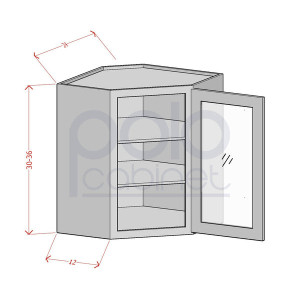 Glass Door Diagonal Corner Wall Cabinets