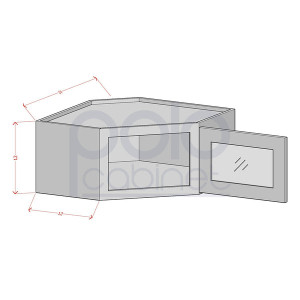 Glass Door Diagonal Corner Wall Stacker Cabinet