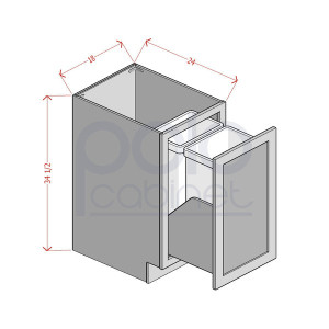 Single Full Height Door Base Cabinet with Trash Can Pullout