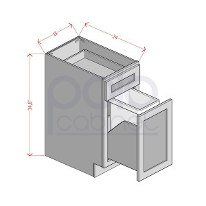 Single Door Single Drawer Base Cabinets with Trash Can Pullout