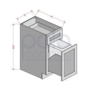 Single Door Single Drawer Base Cabinets with Trash Can Pullout
